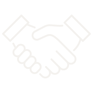A simple line drawing of two hands shaking, symbolizing agreement or partnership.